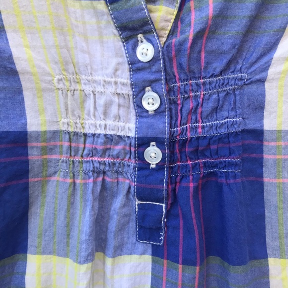 Op Girls Blue White Plaid Blouse Top with Buttons - Picture 2 of 7